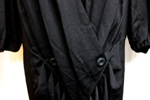 Vintage - Barbara Barbara - Black 1/2 Sleeve Pleated & Draped Front Dress - Size 16
