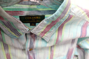Men's Vintage - Colours by Alexander Julian- Blue & Multicolor Short Sleeve Lightweight Shirt - Size M