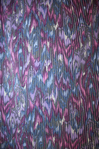 Vintage- MCS Ltd New York- - Accordion Pleat Purples & Blues Marble Print Open Side Layer over Straight Dress (See Measurements)